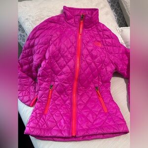 The North Face Thermoball Girls' Bright Pink Quilted Puffer Jacket